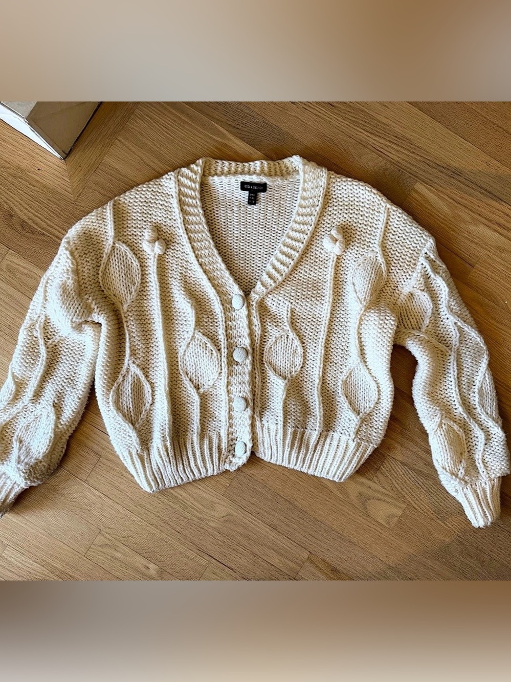 Cream Cable Knit Cardigan